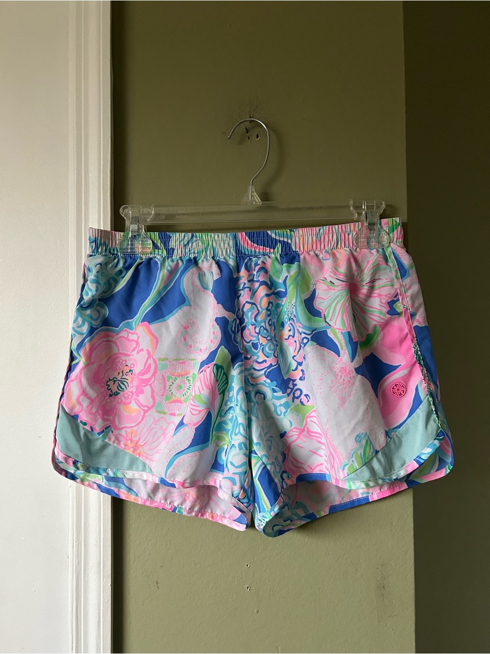 Lilly Pulitzer Luxletic Pastel Floral Athletic Shorts - Pink Blue Mint